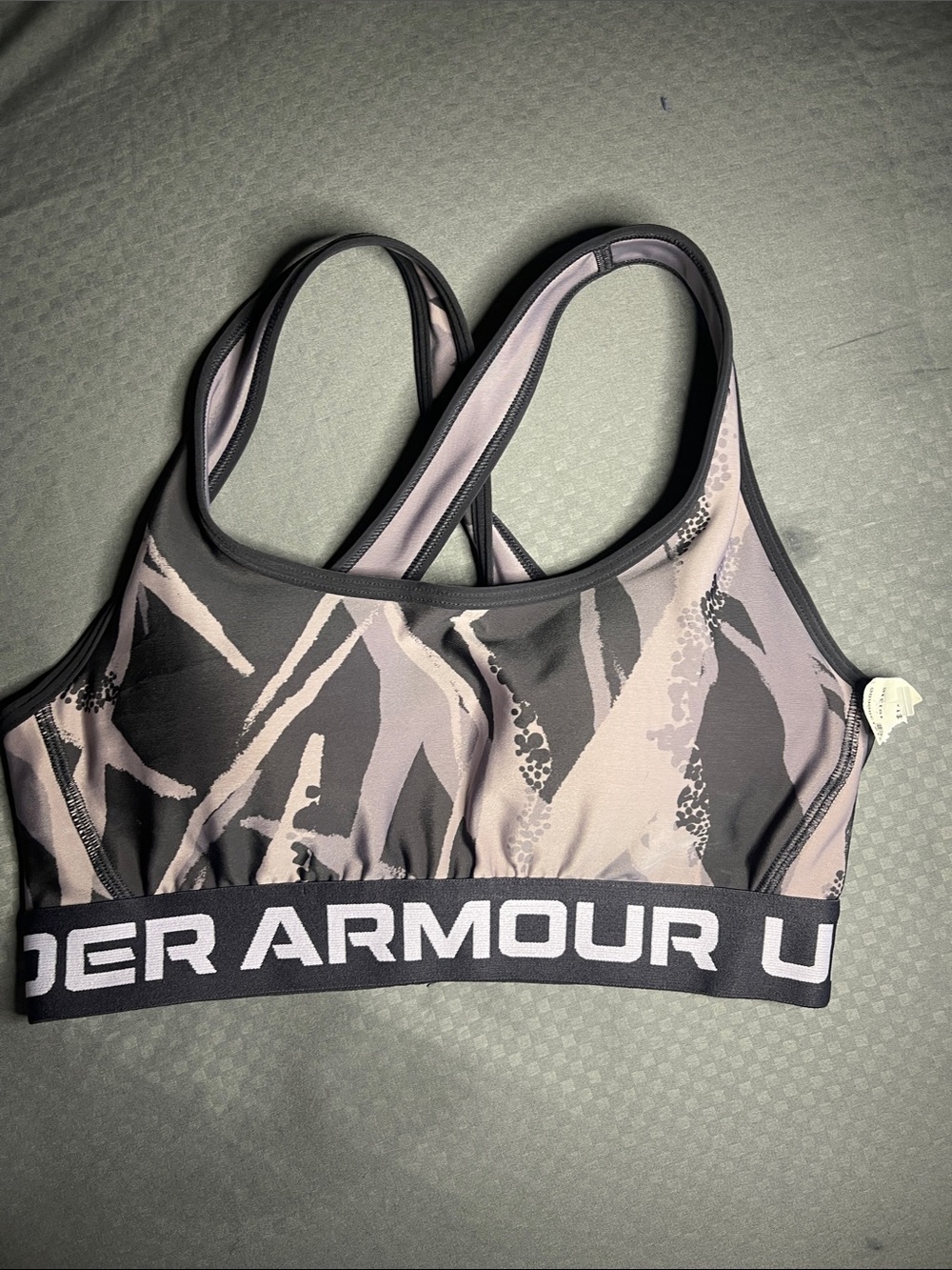 Under Armour Grey and Light Taupe Printed Medium-Support Sports Bra